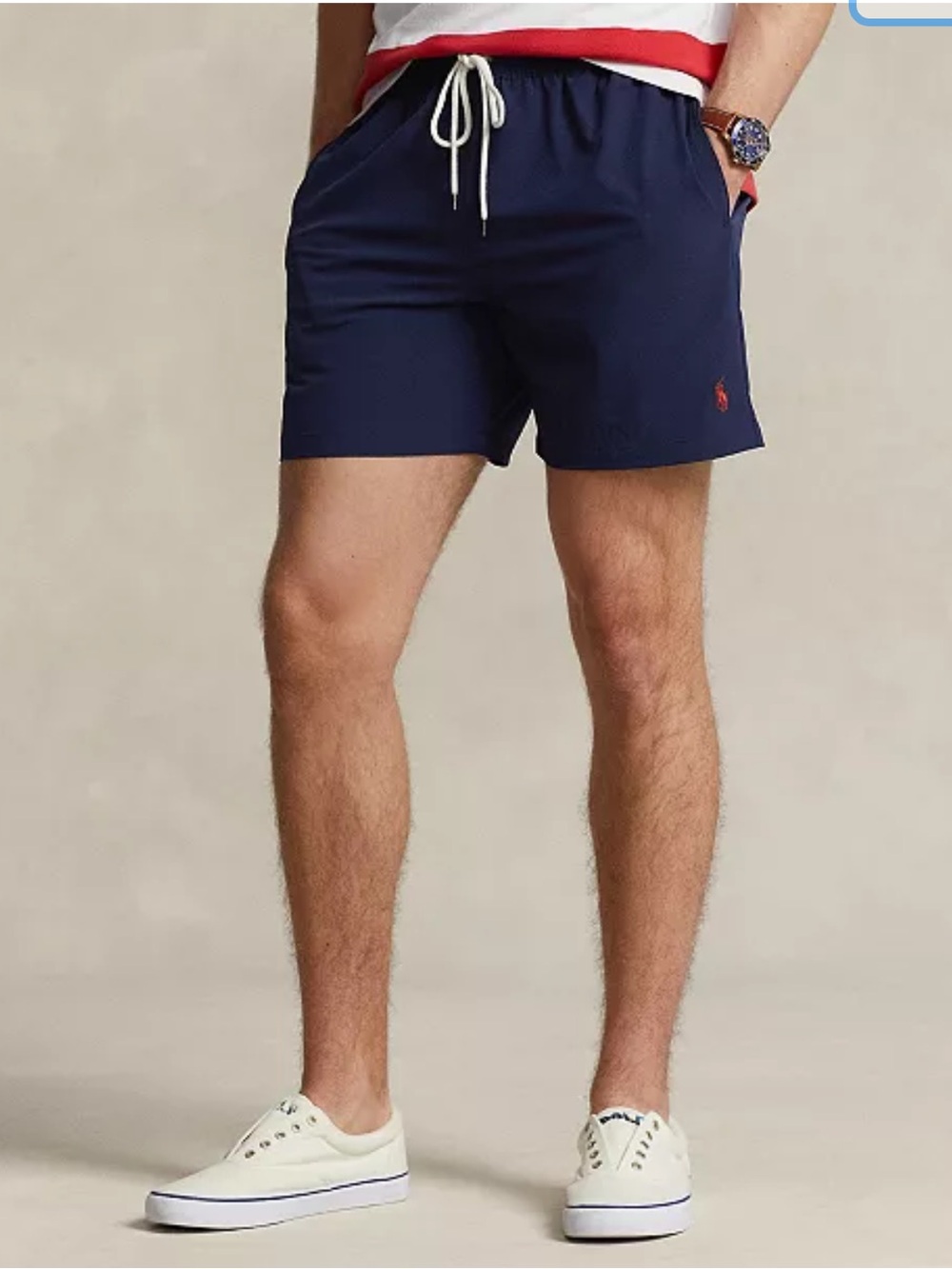 Polo Ralph Lauren Men's 5-3/4-Inch Traveler Classic Swim Trunks in Navy, Medium